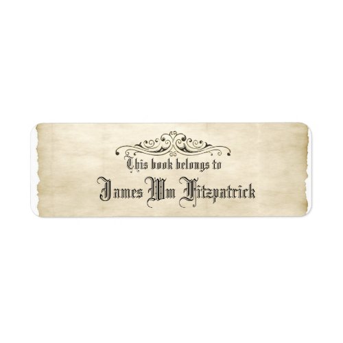 Vintage Style Old Parchment with Name Book Label