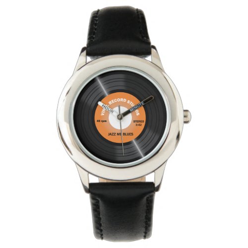 Vintage Style Orange 45 rpm Vinyl Record Watch