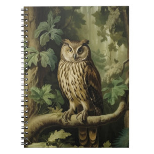 Vintage Style Owl in Enchanted Forest Notebook