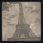 Vintage Style Paris coaster<br><div class="desc">Vintage look image of the Eiffel Tower in Paris, France on a stone coaster.</div>