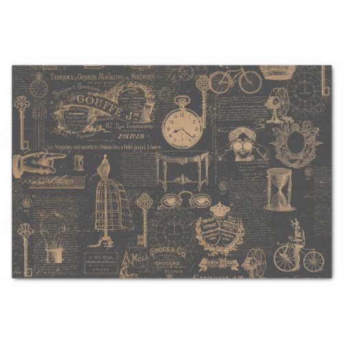 Vintage Style Paris  Old Script  Decoupage Tissue Paper