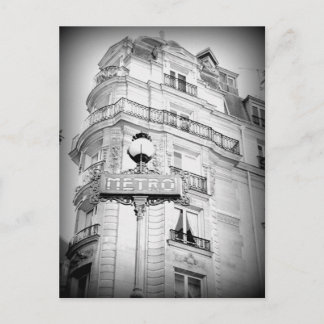 Vintage Style Paris Post Card, Metro Sign Postcard