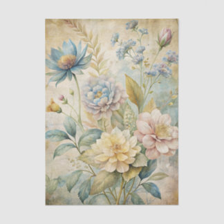 Vintage Style Pastel Botanical Flowers Background Tissue Paper