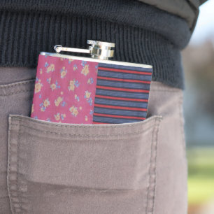 vintage style patchwork fabric design colorful hip flask