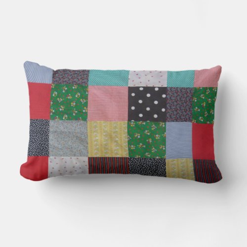 vintage style patchwork fabric design colorful lumbar pillow