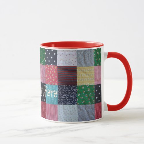 vintage style patchwork fabric design colorful mug