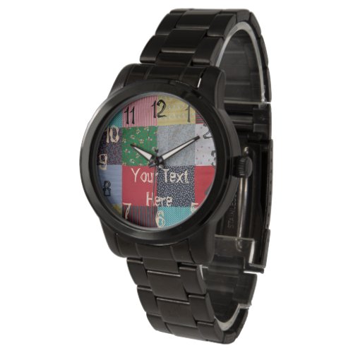 vintage style patchwork fabric squares colorful watch