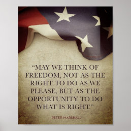 Vintage Style Patriot American Flag Freedom Quote Poster