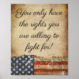 Vintage Style Patriot American Flag Freedom Quote  Poster
