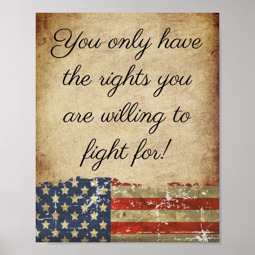 Vintage Style Patriot American Flag Freedom Quote  Poster
