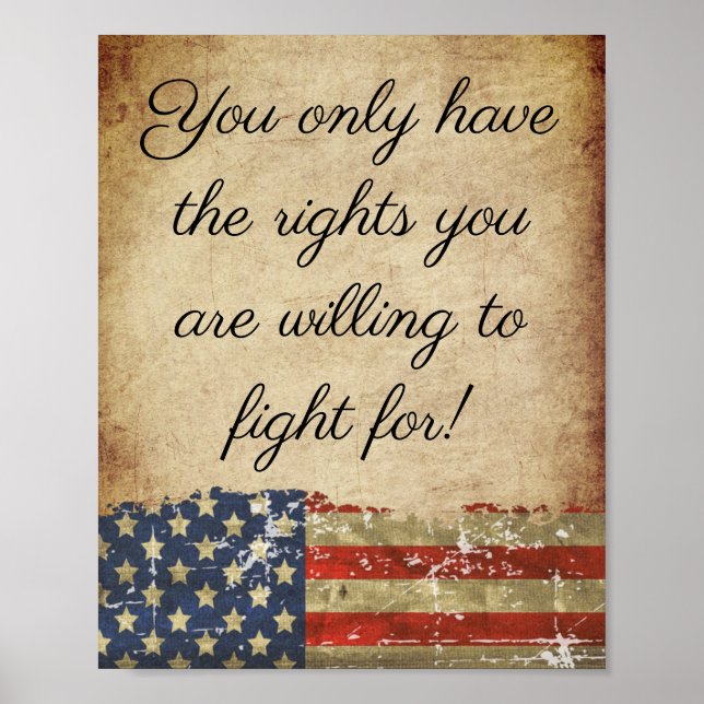 Vintage Style Patriot American Flag Freedom Quote  Poster (Front)