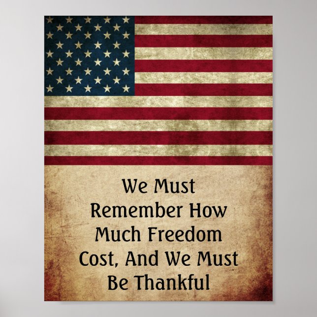 Vintage Style Patriot American Flag Freedom Quote  Poster (Front)