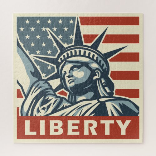 Vintage style patriotic 4th July Liberty poster Jigsaw Puzzle