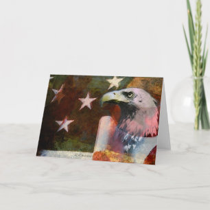Vintage Style Patriotic Card with Bald Eagle