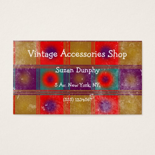 Vintage style pattern, red, mustard, purple, blue. business card templates