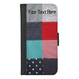 vintage style patterned patchwork fabric squares iPhone 8/7 wallet case