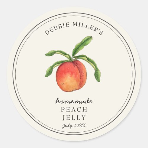 Vintage style Peach on off_white Jelly jar Classic Round Sticker