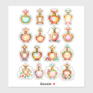 Vintage Style Perfume Bottle Sheet of Stickers