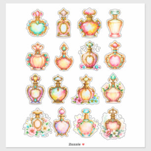 Vintage Style Perfume Bottles Sheet of Stickers