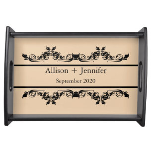 Vintage Style Personalized Swirl Design Serving Tray