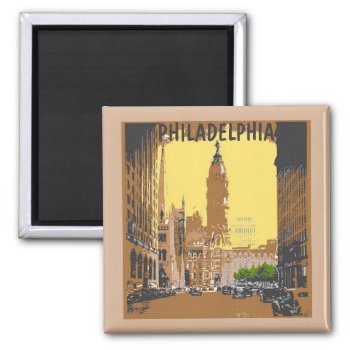 Vintage Style Philadelphia City Hall Magnet by figstreetstudio at Zazzle