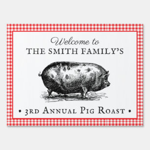 Vintage Style Pig Roast Event Family Reunion Sign