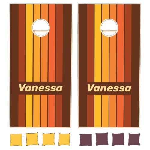 Vintage Style Pin Striped with Name Cornhole Set