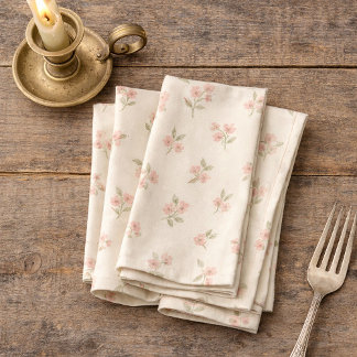 Vintage Style Pink Floral Cloth Napkin