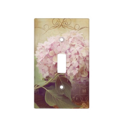 Vintage Style Pink Lavender Hydrangea Oil Pastel Light Switch Cover