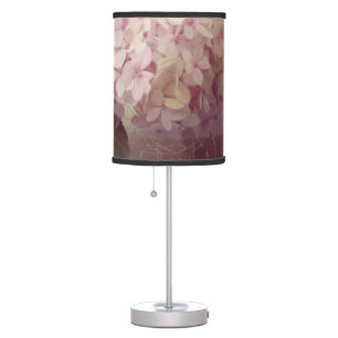 Vintage Style Pink Lavender Hydrangea Oil Pastel Table Lamp