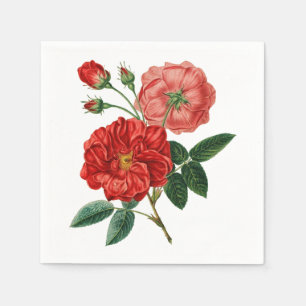 Vintage Style Pink & Red Rose Napkins