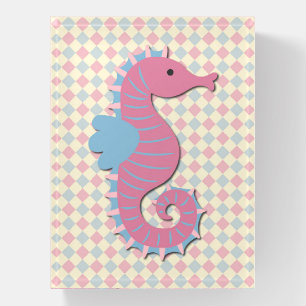 Vintage Style Pink Seahorse Art Glass Paperweight