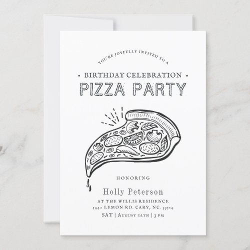 Vintage Style Pizza Party  Birthday Celebration Invitation