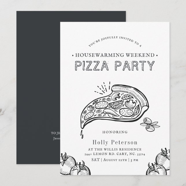 Vintage Style Pizza Party | Birthday Invitation (Front/Back)