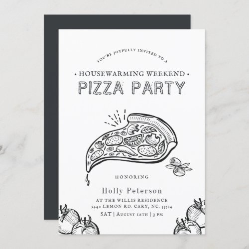 Vintage Style Pizza Party  Birthday Invitation