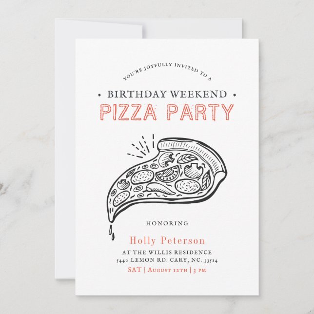 Vintage Style Pizza Party | Birthday Weekend Invitation (Front)