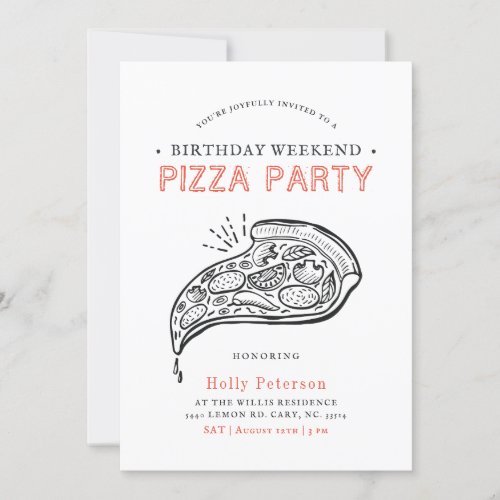 Vintage Style Pizza Party  Birthday Weekend Invitation