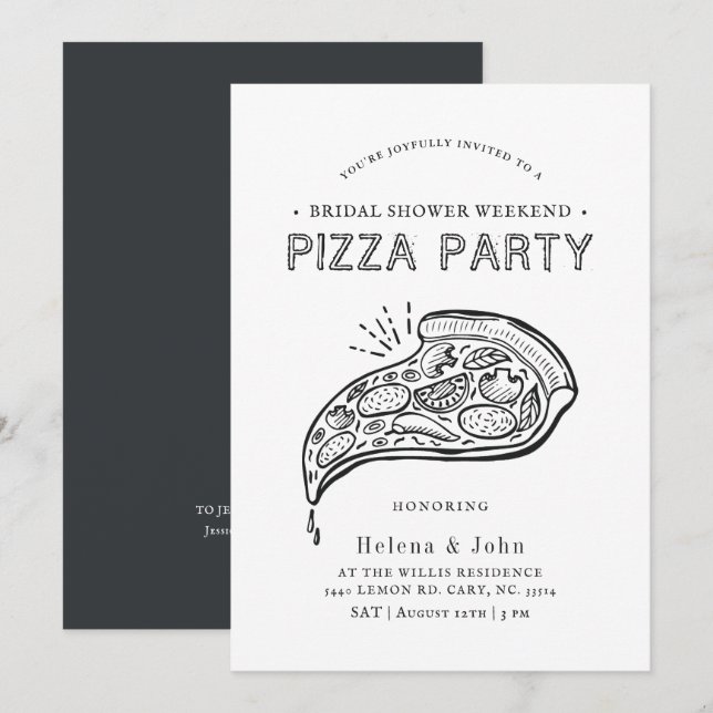Vintage Style Pizza Party | Bridal Shower Invitation (Front/Back)