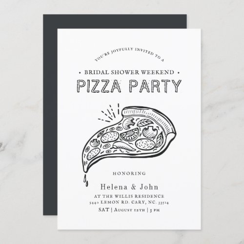 Vintage Style Pizza Party  Bridal Shower Invitation