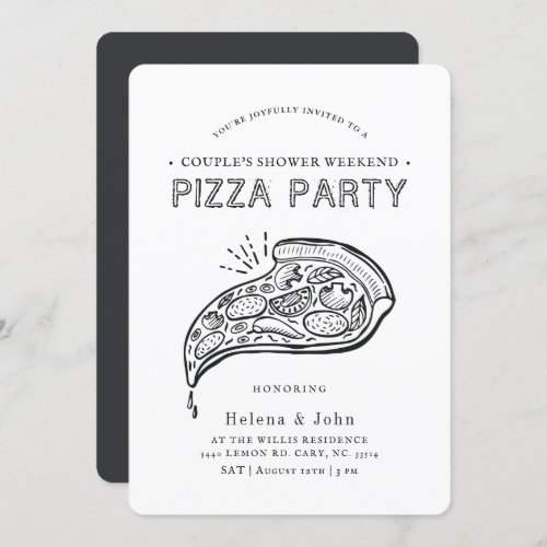 Vintage Style Pizza Party  Couples Shower Invita Invitation