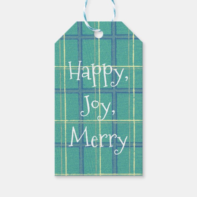 Vintage Style Plaid Happy Fun Gift Tag (Front)