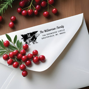 Vintage Style Polar Bear Tree Delivery Monogram Rubber Stamp