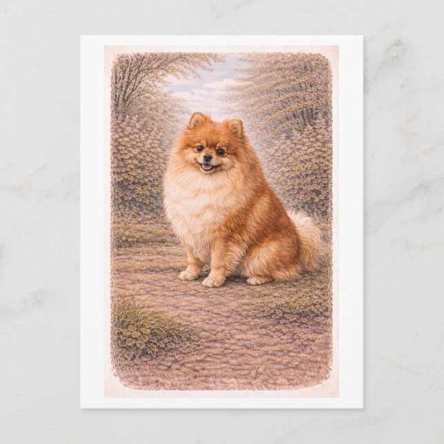 Vintage-Style Pomeranian Postcard (Front)