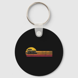 Vintage Style Pontoon Boat Silhouette Retro Boatin Keychain