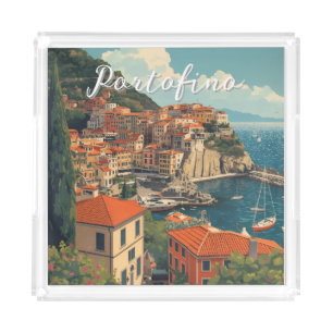Vintage Style Portofino Genova Italy Acrylic Tray