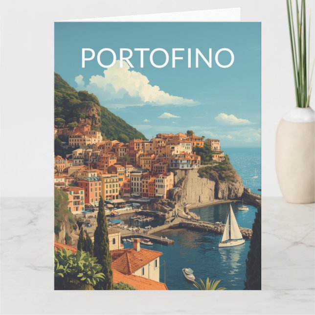 Vintage Style Portofino Genova Italy Card (Front)