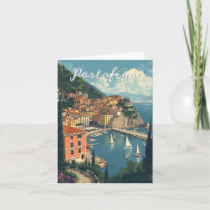Vintage Style Portofino Genova Italy Card