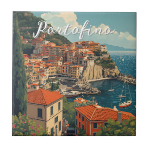 Vintage Style Portofino Genova Italy Ceramic Tile