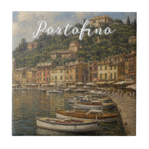 Vintage Style Portofino Genova Italy Ceramic Tile
