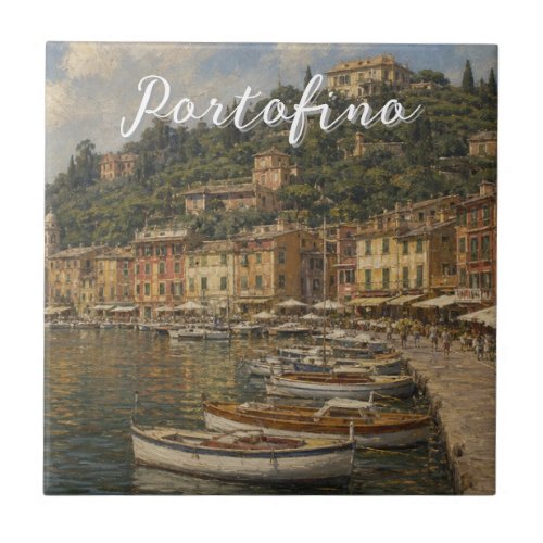 Vintage Style Portofino Genova Italy Ceramic Tile
